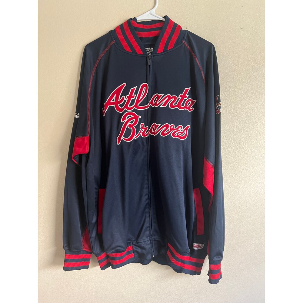 Stitches Atlanta Braves Full Zip Men's Jacket Size XL‎ Navy Embroidered